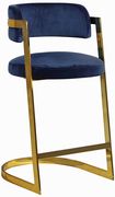 Navy velvet / gold metal frame bar stool by Meridian additional picture 2