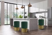 Green round bar stool with golden base by Meridian additional picture 2