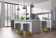 Gray round bar stool with golden base by Meridian additional picture 2