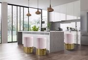 Pink round bar stool with golden base by Meridian additional picture 2