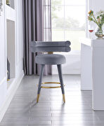 Round bar stool w/ golden ring and golden cap design additional photo 2 of 7