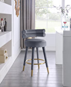 Round bar stool w/ golden ring and golden cap design by Meridian additional picture 8