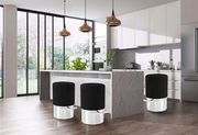 Black round bar stool with chrome base by Meridian additional picture 2