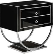 Chtrome/black contemporary glam style nightstand by Meridian additional picture 2