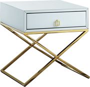 Criss-cross base gold/white nightstand / side table by Meridian additional picture 4