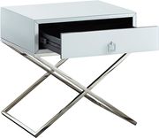 Criss-cross base chrome/white nightstand / side table by Meridian additional picture 2