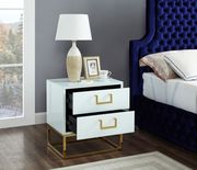 White/gold modern nightstand/side table by Meridian additional picture 2