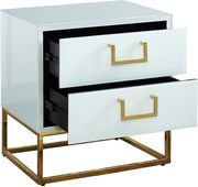 White/gold modern nightstand/side table by Meridian additional picture 3