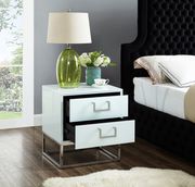 White/chrome modern nightstand/side table by Meridian additional picture 2