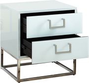 White/chrome modern nightstand/side table by Meridian additional picture 3