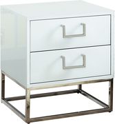 White/chrome modern nightstand/side table by Meridian additional picture 4