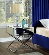 Criss-cross base mirrored nightstand / side table by Meridian additional picture 2