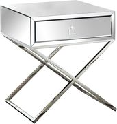 Criss-cross base mirrored nightstand / side table by Meridian additional picture 3