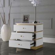 White Lacquer / Gold finish night table by Meridian additional picture 2