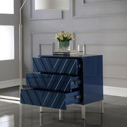 Blue lacquer finish contemporary style nightstand by Meridian additional picture 2