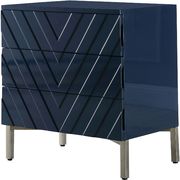 Blue lacquer finish contemporary style nightstand by Meridian additional picture 4