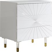 White lacquer finish nightstand with acrylic legs by Meridian additional picture 2