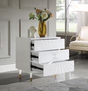 White lacquer finish nightstand with acrylic legs by Meridian additional picture 4