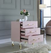 Pink lacquer finish glam style night table by Meridian additional picture 2