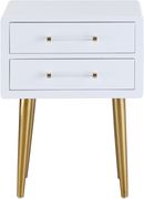 White lacquer / gold legs nightstand in glam style by Meridian additional picture 2