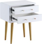 White lacquer / gold legs nightstand in glam style by Meridian additional picture 3