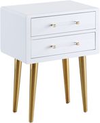 White lacquer / gold legs nightstand in glam style by Meridian additional picture 4