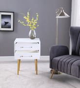 White lacquer / gold legs nightstand in glam style by Meridian additional picture 5