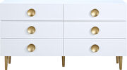 Contemporary white stylish dresser w/ golden legs by Meridian additional picture 3