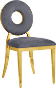 Velvet / gold glam contemporary style dining chair by Meridian additional picture 6