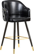 Rounded tufted back faux leather black / gold bar stool by Meridian additional picture 6