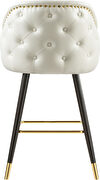 Rounded tufted back faux leather white / gold bar stool by Meridian additional picture 3