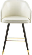 Rounded tufted back faux leather white / gold bar stool by Meridian additional picture 4