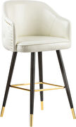 Rounded tufted back faux leather white / gold bar stool by Meridian additional picture 5