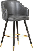 Rounded tufted back faux leather gray / gold bar stool by Meridian additional picture 2