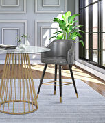 Rounded tufted back faux leather gray / gold bar stool by Meridian additional picture 3