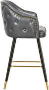 Rounded tufted back faux leather gray / gold bar stool by Meridian additional picture 4
