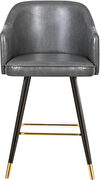 Rounded tufted back faux leather gray / gold bar stool by Meridian additional picture 5