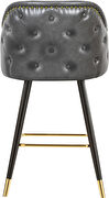 Rounded tufted back faux leather gray / gold bar stool by Meridian additional picture 6