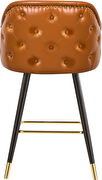 Rounded tufted back faux leather cognac / gold bar stool by Meridian additional picture 2
