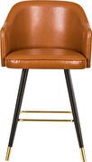 Rounded tufted back faux leather cognac / gold bar stool by Meridian additional picture 5