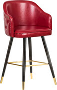 Rounded tufted back faux leather red / gold bar stool by Meridian additional picture 3