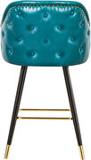 Rounded tufted back faux leather blue / gold bar stool additional photo 4 of 5