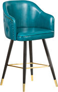 Rounded tufted back faux leather blue / gold bar stool additional photo 5 of 5