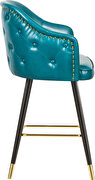 Rounded tufted back faux leather blue / gold bar stool by Meridian additional picture 6