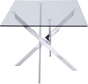 Chrome x-crossed base / glass top dining table by Meridian additional picture 3