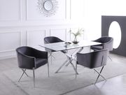 Chrome x-crossed base / glass top dining table by Meridian additional picture 5