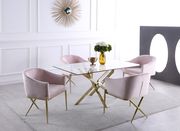 Gold x-crossed base / glass top dining table by Meridian additional picture 5