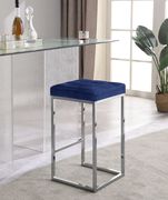 Navy velvet / chrome metal legs bar stool additional photo 3 of 4
