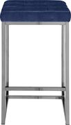 Navy velvet / chrome metal legs bar stool additional photo 5 of 4