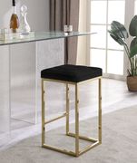 Black velvet / gold metal legs bar stool additional photo 3 of 4